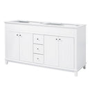 Bathroom Vanity Cabinet Only, 3 Drawers & 4 Doors With Double Layer Shelves - White by HouseOfZazla