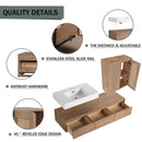 Modern Wall Mounted Bathroom Vanity With Resin Sink And 2 Side Cabinet, Imitative, Construction - Imitative Oak by HouseOfZazla