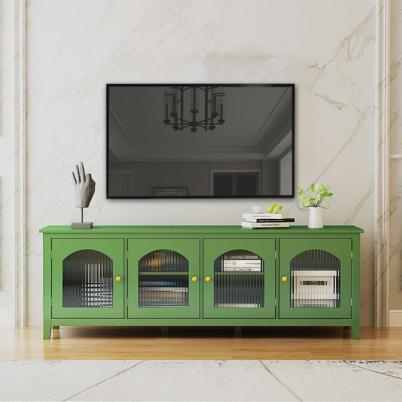 71-inch stylish TV cabinet TV frame TV stand solid wood frame, Changhong glass door, antique green, can be placed in the children's room, bedroom living room wherever you need