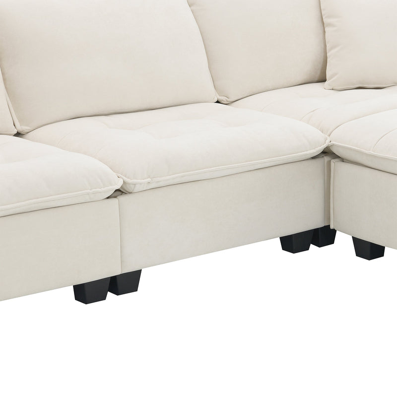 Walker Edison | Modern Cloud Sectional L Shape Couch w Ottoman