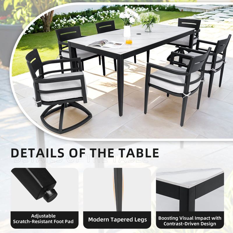 Modern 7PC Outdoor Patio Aluminum Dining Set, photo 3 of 10