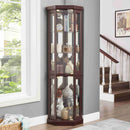 5-Tier Lighted Corner Curio Cabinet with Adjustable Glass Shelves