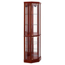 6 Shelf Lighted Corner Curio Cabinet with Adjustable Tempered Glass Shelves and Mirror Back, Cherry