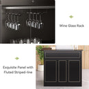 L-Shaped Home Bar Cabinet With Stemware Racks, 4 Tier Corner Unit, Liquor Wine Bar Table & Reception Desk For Home Pub - Black by HouseOfZazla