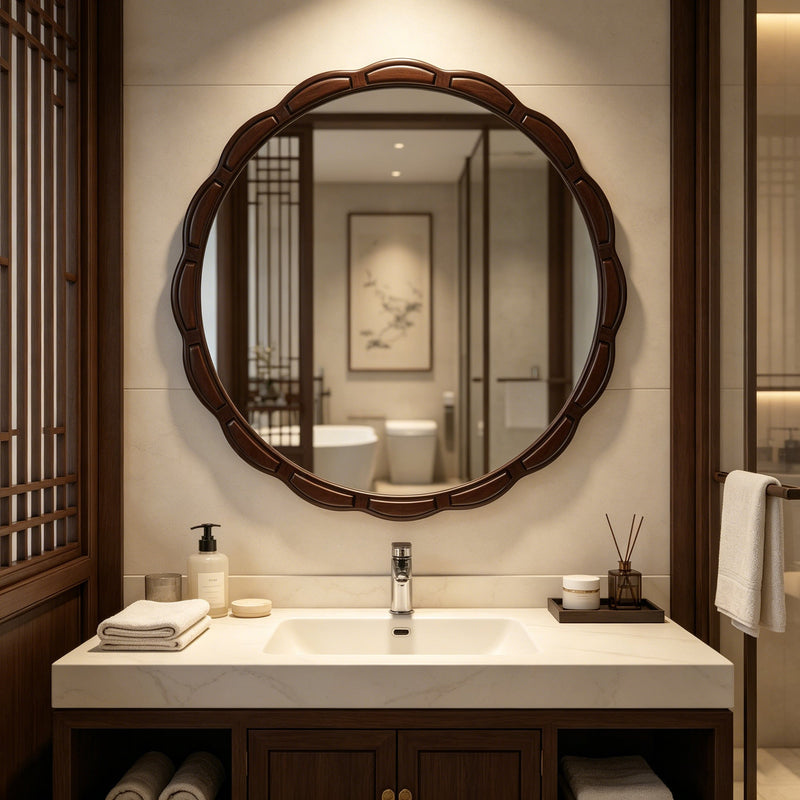 Round Wood Wall Mirror - 31.5", photo 2 of 9