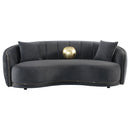 Brookside Velvet Upholstered Curved Sofa Dark Grey