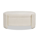 Fuji - Oval Storage Bench, Upholstered - Ivory White