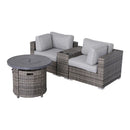 Rattan Patio Set With Comfortable Cushions And Fire Pit by HouseOfZazla