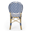 Outdoor Rattan and Aluminum French Armless Bistro Chairs Set - Navy Blue by HouseOfZazla
