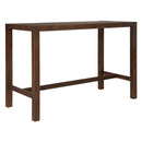 TREXM Rustic Patio Bar Set with Ergonomic Chairs, Solid Wood Slatted Tabletop in Mocha+Beige Cushion by Montret