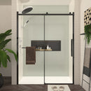 S-RM6076TB 56-60"W x 76"H Sliding Shower Door, 8mm Frameless Glass Shower Door with Matte by HouseOfZazla