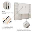 Queen Size Murphy Wall Bed With Side Storage Cabinets - White by HouseOfZazla