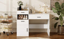 3-in-1 Vanity Desk with Flip Top Mirror, Glass Top Compact Makeup Vanity & Hidden Storage