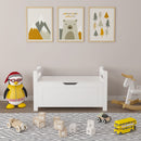 Toy Box Chest Storage Trunk with Flip Top Lid and Safety Hinge - White