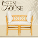 Farmhouse Modern Dining Corner Chairs (Set of 2) With Handwoven Rattan Backrests And Solid Wood Legs - Natural / White by Unique Piece Furniture