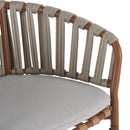 Lodi Outdoor Metal Rope Barstool, Teak Finished Frame and Beige Cushion, Set of 4 by HouseOfZazla