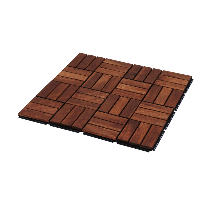 20 PCS Interlocking Deck Tiles Checker Pattern, 12" x 12" Square Acacia Hardwood Outdoor Flooring for Patio, Bancony, Pool Side,...