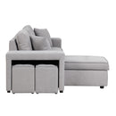 Modern L-Shape 3 Seat Reversible Sectional Couch, Pull Out Sleeper Sofa With Storage Chaise And 2 Stools For Living Room Furniture Set by HouseOfZazla