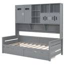 Daybed With All-In-One Cabinet And Shelf