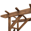 79in Wooden Garden Arbor Arch Trellis with Classic Countryside Style, Pergola Style Roof for Climbing Vines for Ceremony Party Weddings