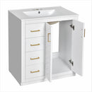 Ceramic Sink Combo, Freestanding Vanity Set With 3 Drawers & Soft Closing Doors by HouseOfZazla