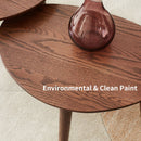 Center Table Low Table 100% Solid Oak Wood Top Plate Desk Pebble Shaped Natural Wooden Coffee Table - Walnut by HouseOfZazla