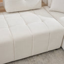 91.73" L-shaped Sofa Sectional Sofa Couch with 2 Stools and 2 Lumbar Pillows for Living Room, Biege