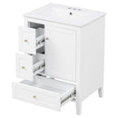 Modern Bathroom Vanity With Sink, Soft Close Drawers & Door, Storage Rack