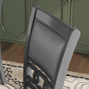 5-piece Dining Round Table Set with One Faux Marble Top Dining Table and Four PU-leather Chairs,Grey