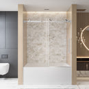 Frameless Single Sliding Shower Door & Handle And Square Tube Track by HouseOfZazla