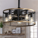 20" Industrial Caged Ceiling Fan With 7 - ABS Blades Remote Control, Small Ceiling Fan Reversible DC Motor - Black by HouseOfZazla