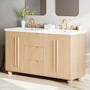 Double Sink Bathroom Vanity With Sinks, Soft Close Doors & 3 Drawers - Wood by HouseOfZazla