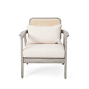 (Set of 2) Outdoor Acacia Wood Patio Club Chairs with Cushions