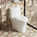 Elegant One Piece Toilet With Tornado Dual Flush, Siphonic S Trap 12", Soft Close Seat, Dual Flush, Ada Height, Glossy - Gloss White by HouseOfZazla