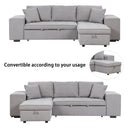 Modern L-Shape 3 Seat Reversible Sectional Couch, Pull Out Sleeper Sofa With Storage Chaise And 2 Stools For Living Room Furniture Set by Unique Piece Furniture