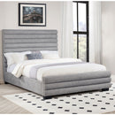 Queen Bed With Textured, And Tufted Headboard - Gray by HouseOfZazla