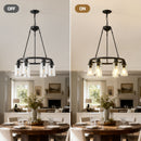 6-Light Black Wagon Wheel Chandelier