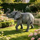 20'' Tall Resin Elephant Statue with Raised Trunk by HouseOfZazla