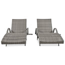 K&K 80" Outdoor Wicker Chaise Lounge Chairs Set of 2
