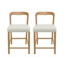 Solid Rubber Wood Counter Stools (Natural Oak + Beige) Set of 2 by HouseOfZazla