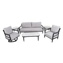 Outdoor Conversation Set With Chairs, Bench Sofa, Tables, Sunbrella Cushions by HouseOfZazla