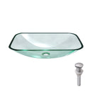 Clear Vessel Sink Rectangle Above Counter Bathroom Basin With Pop Up Drain, No Faucet - Clear by HouseOfZazla
