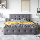 Upholstered Platform Bed With Classic Headboard And Drawers, No Box Spring Needed by HouseOfZazla