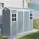 Resin Outdoor Storage Shed With Two - Window And Double - Door, Plastic Shed With Floor For Gargen, Patio, Yard, Lawn by HouseOfZazla