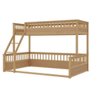 Twin XL over Queen Bunk Bed with Ladder and Guardrails, Natural