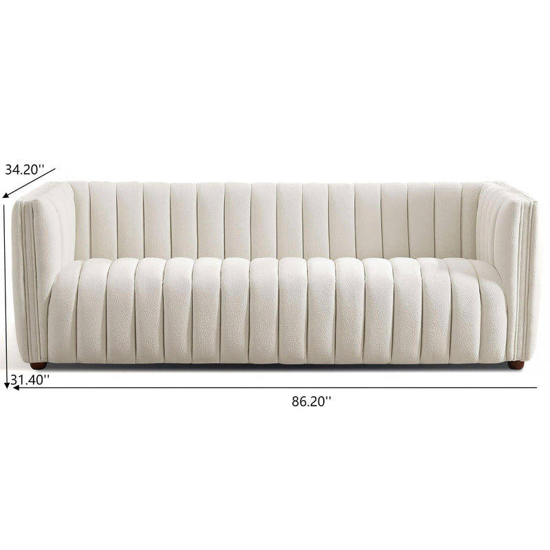 April - Mid-Century Modern Luxury Tight Back Boucle Couch, photo 5 of 7