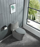 15 1/8 Inch 1.1/1.6 GPF Dual Flush 1-Piece Elongated Toilet with Soft-Close Seat - Light Grey