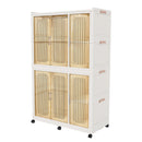 Portable Wardrobe Closet Storage Organizer For Clothes, 6 Magnetic Doors With 6 Cubes & 2 Hanging Rods, 6 Hangers - Cream White by HouseOfZazla