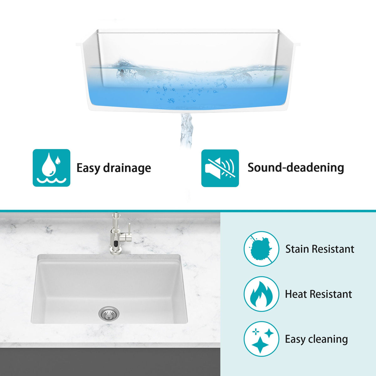 Quartz Kitchen Sink, Composite Workstation, Undermount, photo 13 of 16