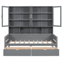Daybed With Glass Door Storage Cabinets, Built In LED Lighting And Shelves by HouseOfZazla